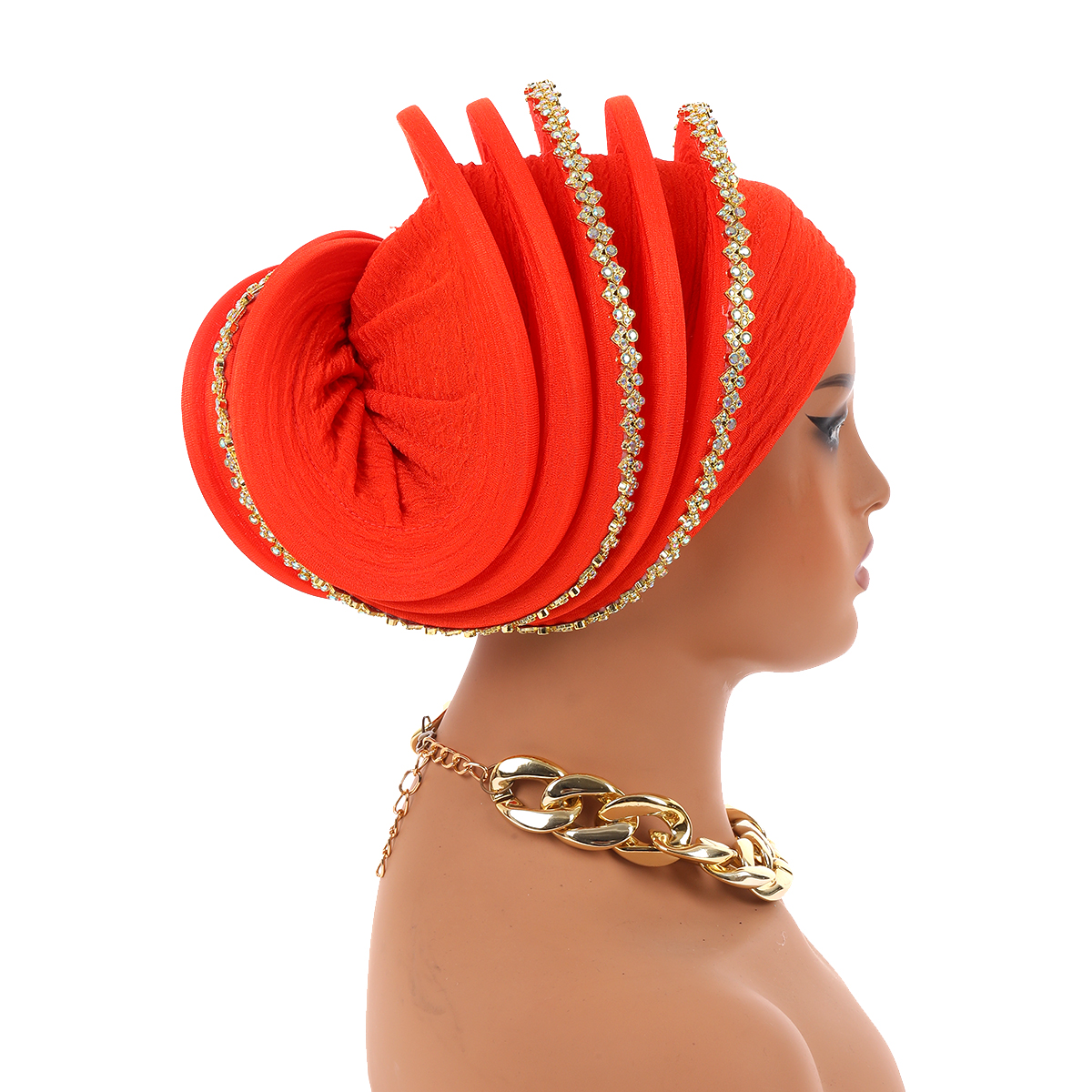 Turbans spirale de luxe en diamants pour femmes, foulards africains, bonnets turban pour femmes, coiffes nigérianes, Gele pour mariage et fête