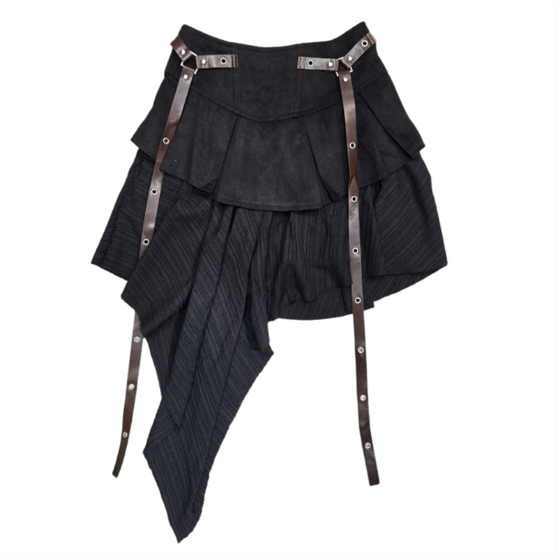 Jupes Courtes Femme Plissées Coupe Trapèze Taille Élastique Irrégulières Vintage Élégantes Épissées Y2K Streetwear Travail Sexy Printemps 2026