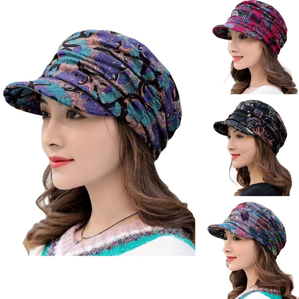 Femmes visière chapeau bonnet casquettes à bords courts chapeau à fleurs bonnet Slouch Cancer chimio casquettes chaud musulman bord chapeaux Wrap
