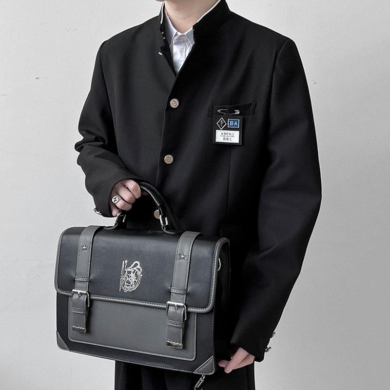 Veste d'Uniforme Sвde Style Japonais pour Homme, Col Montant, Tunique Trempée, Costume DK, Manteau Noir avec Plaque Nominative, Version Haute
