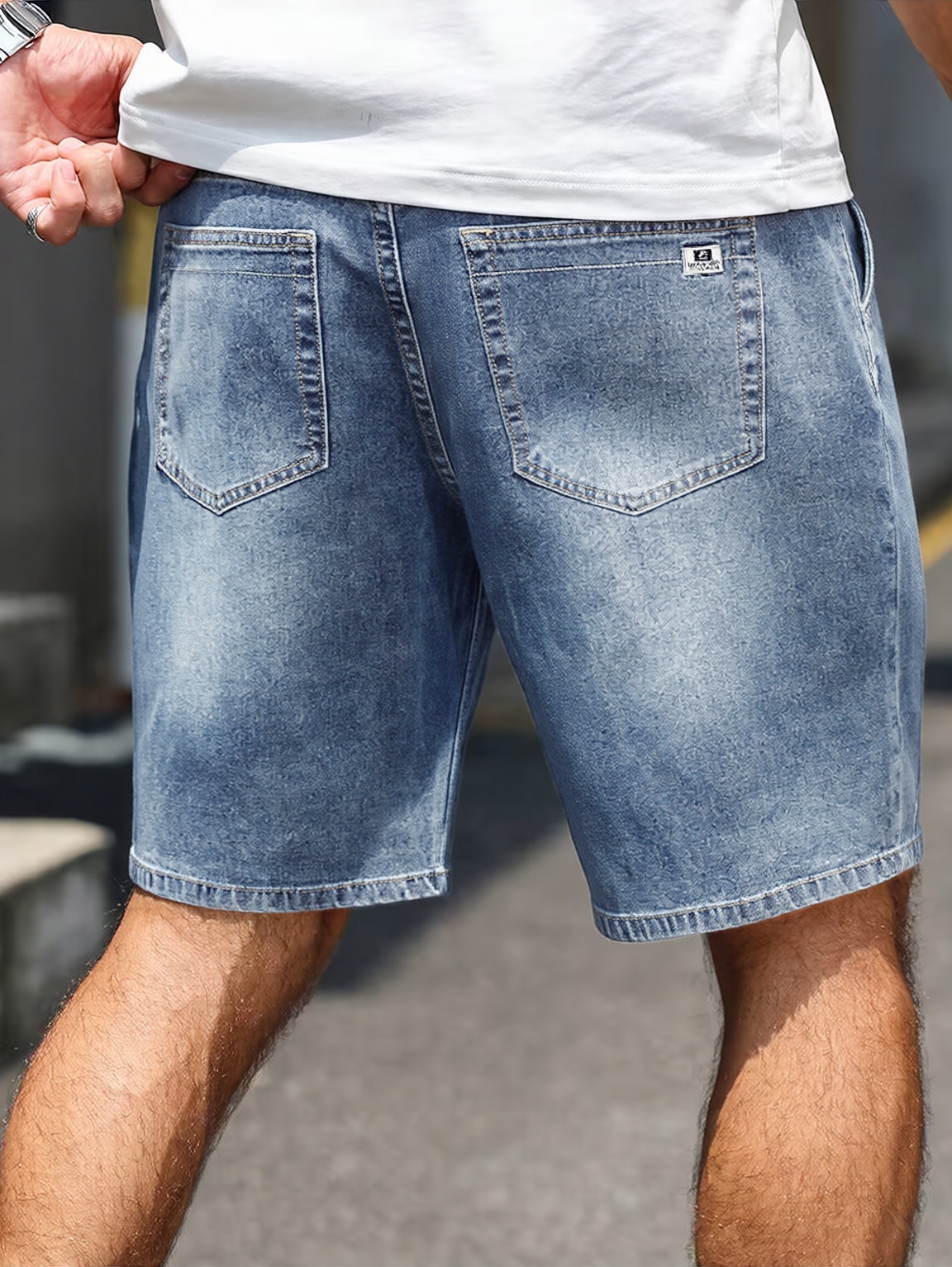 Shorts décontractés pour hommes, coupe ample, taille mi-haute, en jean élastique, pour le quotidien, confortables et souples