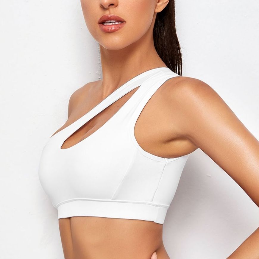 Femmes soutien-gorge de sport Push Up Fitness soutiens-gorge une épaule antichoc Yoga soutien-gorge noir blanc Yoga course soutien-gorge Sexy gilet