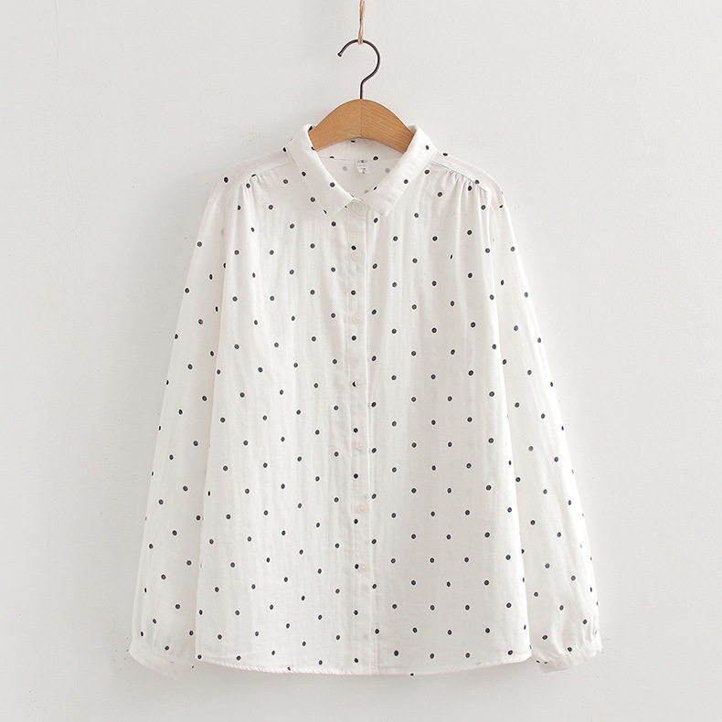 Chemises à manches longues brodées en coton pour femmes, blanc et bleu, nouvelle collection printemps 2026, chemisiers et hauts décontractés amples pour femmes, vêtements féminins raffinés