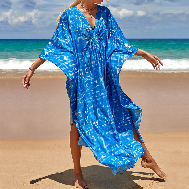 Robe de plage en coton imprimé Boho pour femmes, robes de plage décontractées pour femmes, vêtements de vacances, mode d'été