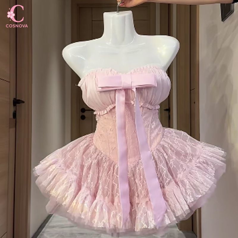 Nouvelle Robe de Soirée Élégante et Luxueuse pour Femme, Modèle Coquette à Épaules Dénudées avec Nœud en Tulle, Taille Haute et Jupe Bouffante Style Fée Princesse