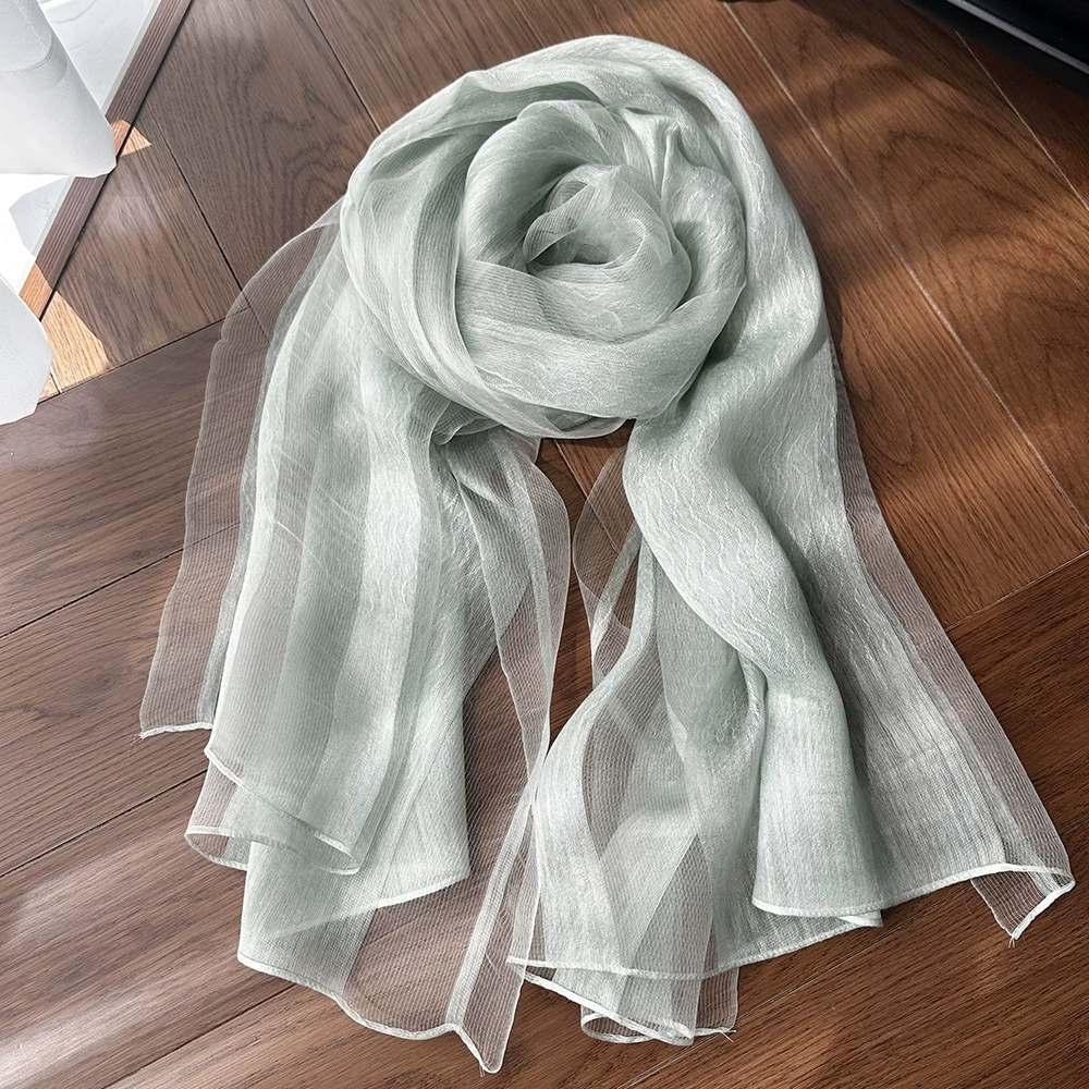 Écharpe en soie élégante et légère pour femmes, douce et respirante avec motif ondulé, châles Pashmina, foulards décoratifs