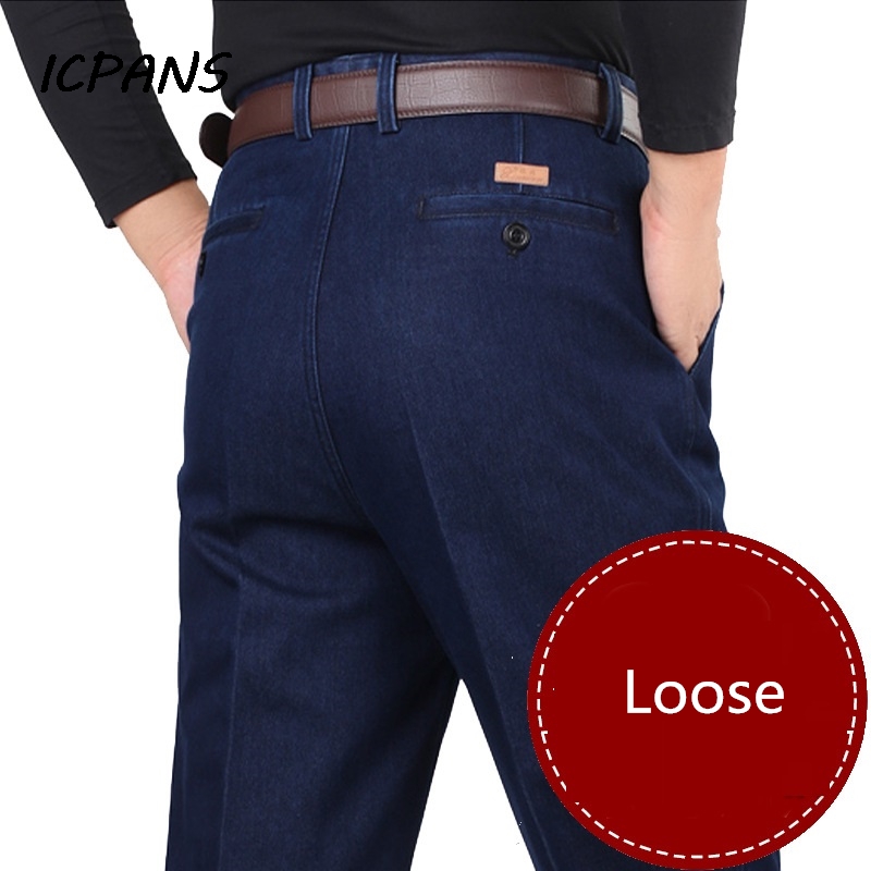 Jean denim bleu pour homme, classique, taille haute, droit, grande taille 30-42 44 46, automne 2019