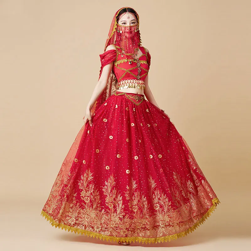 Femmes Festival Halloween Cosplay danse du ventre haut robe adulte indien arabe jasmin Sari fantaisie Rave Bollywood tenue Costume Costume