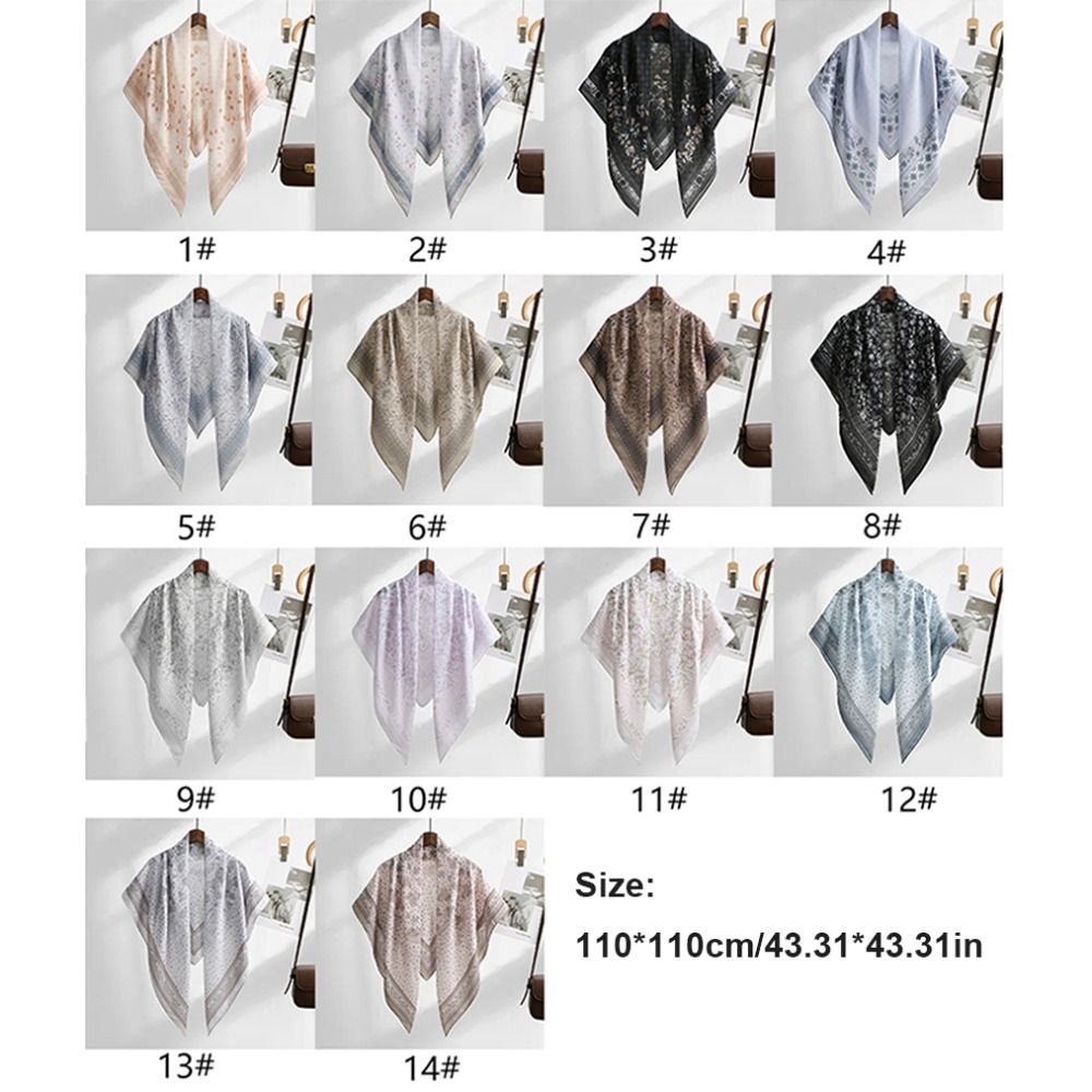 Écharpe carrée à imprimé floral, respirante, style malaisien, taille 110 cm, écharpe en voile polyvalente, accessoire de mode