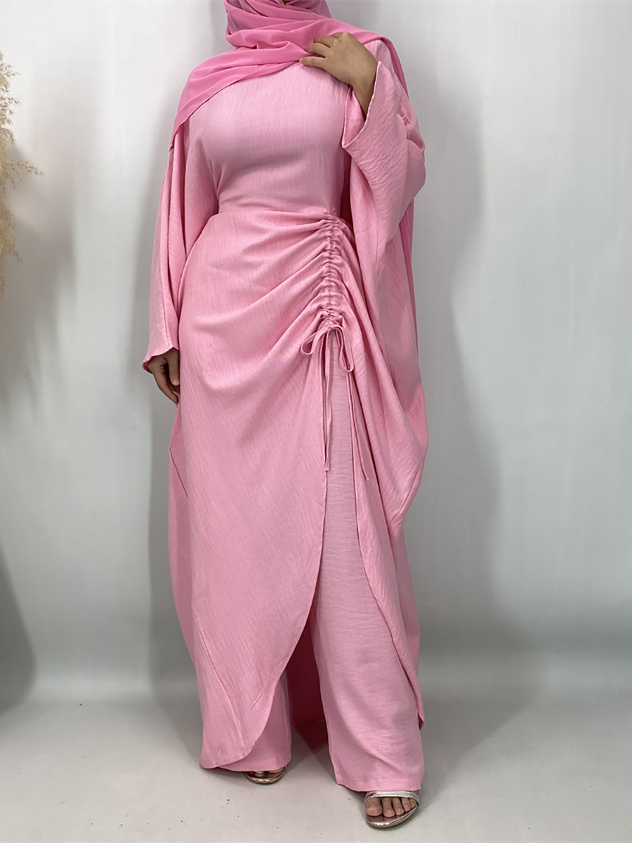 Ensemble Abaya Dubaï 2 pièces, haut et pantalon, pour femmes musulmanes, tenue modeste pour le Ramadan, robe Kaftan, vêtements islamiques pour femme musulmane