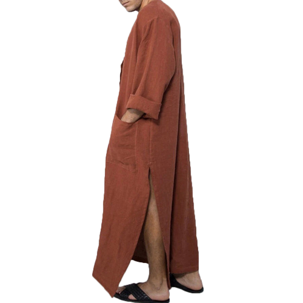 Vintage hommes musulmans islamique arabe Jubba Thobe Robes mâle à manches longues Pakistan dubaï caftan Abaya Robes de poche robe d'arabie saoudite