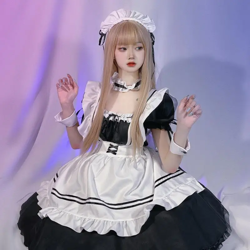 Costumes de femme de chambre noir blanc tenue de femme de chambre Anime Cosplay Sexy gothique Lolitamiad robe Kawaii fée uniforme grande taille Lingerie vêtements