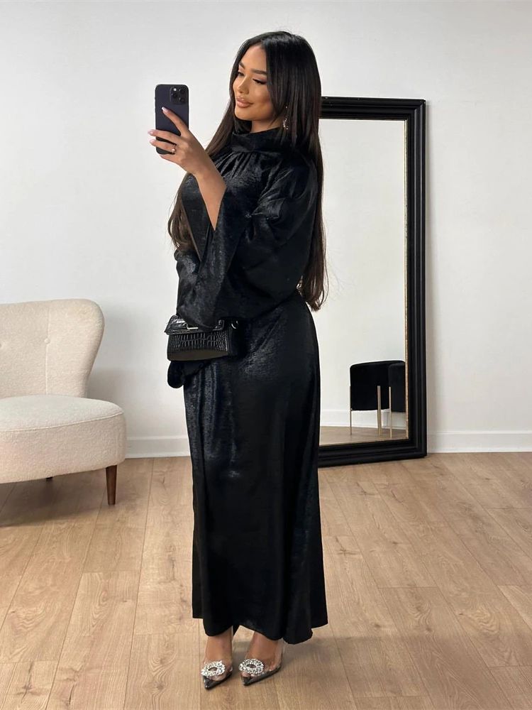 Satin brillant Abaya dubaï luxe 2025 musulman Islam Abayas pour femmes caftan robe Kebaya Caftan Marocain Femme robes Musulmanes