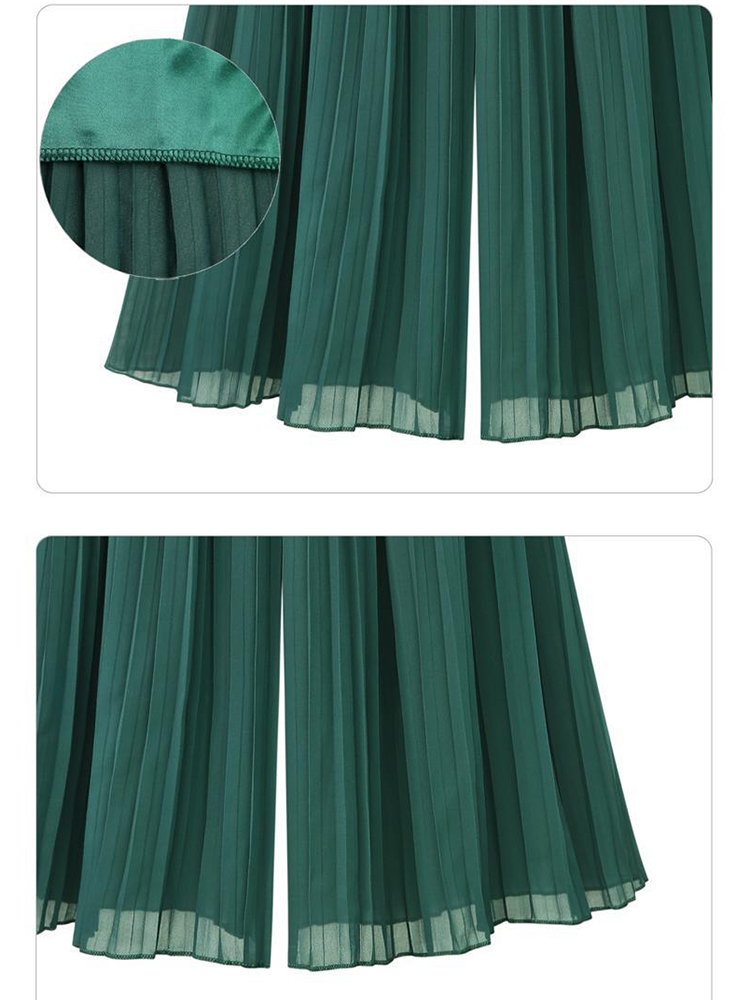 Pantalon ample à jambes larges pour femmes, grande taille, mode d'été, Streetwear, plissé, jupes, taille élastique, culotte, noir, vert
