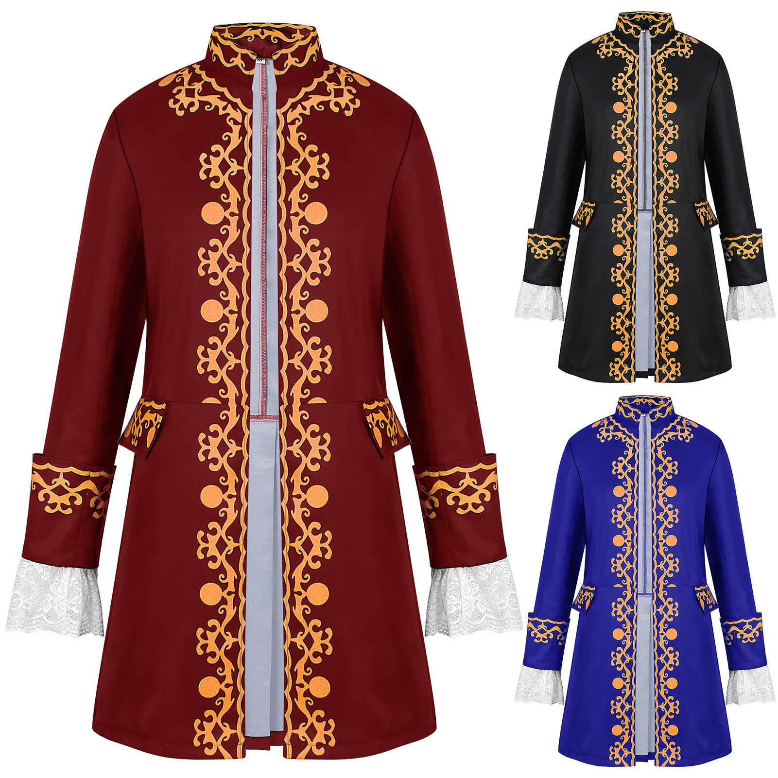 Costume Colonial du 18ème siècle pour hommes, manteau militaire Royal médiéval, victorien, Rococo, Baroque, Costume de Prince de la cour, veste