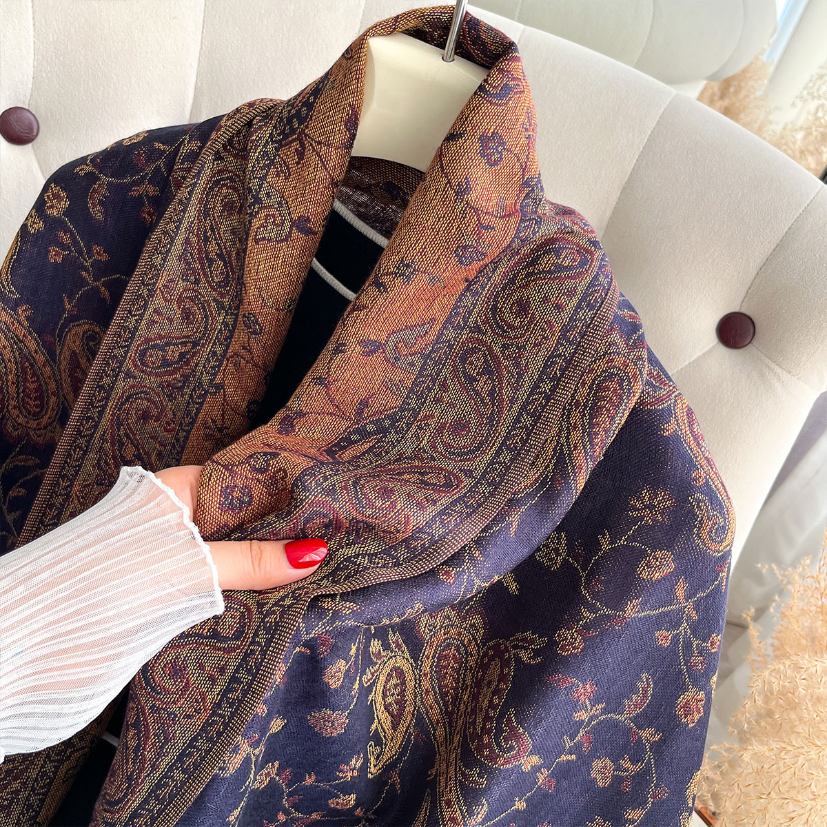 2025 bohême Pashmina Hijab écharpe longue châle musulman femme Foulard doux Turban bandeau pour femmes bandeau marque de luxe