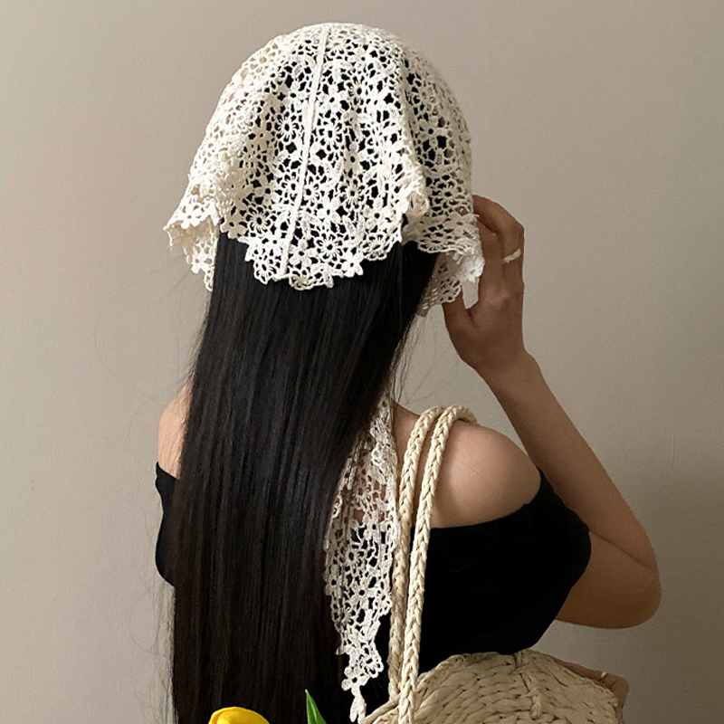 Écharpe en dentelle florale pour femmes, foulard adapté aux fêtes sur la plage, occasions formelles, bandana pour femmes, tenues d'été, bandeau pour cheveux de plage
