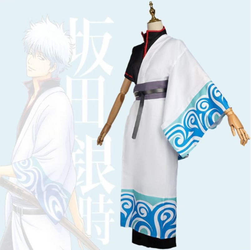 Neues Anime Gintama Sakata Gintoki Cosplay Kostüm Japanisches Kimono uniforme tenue
