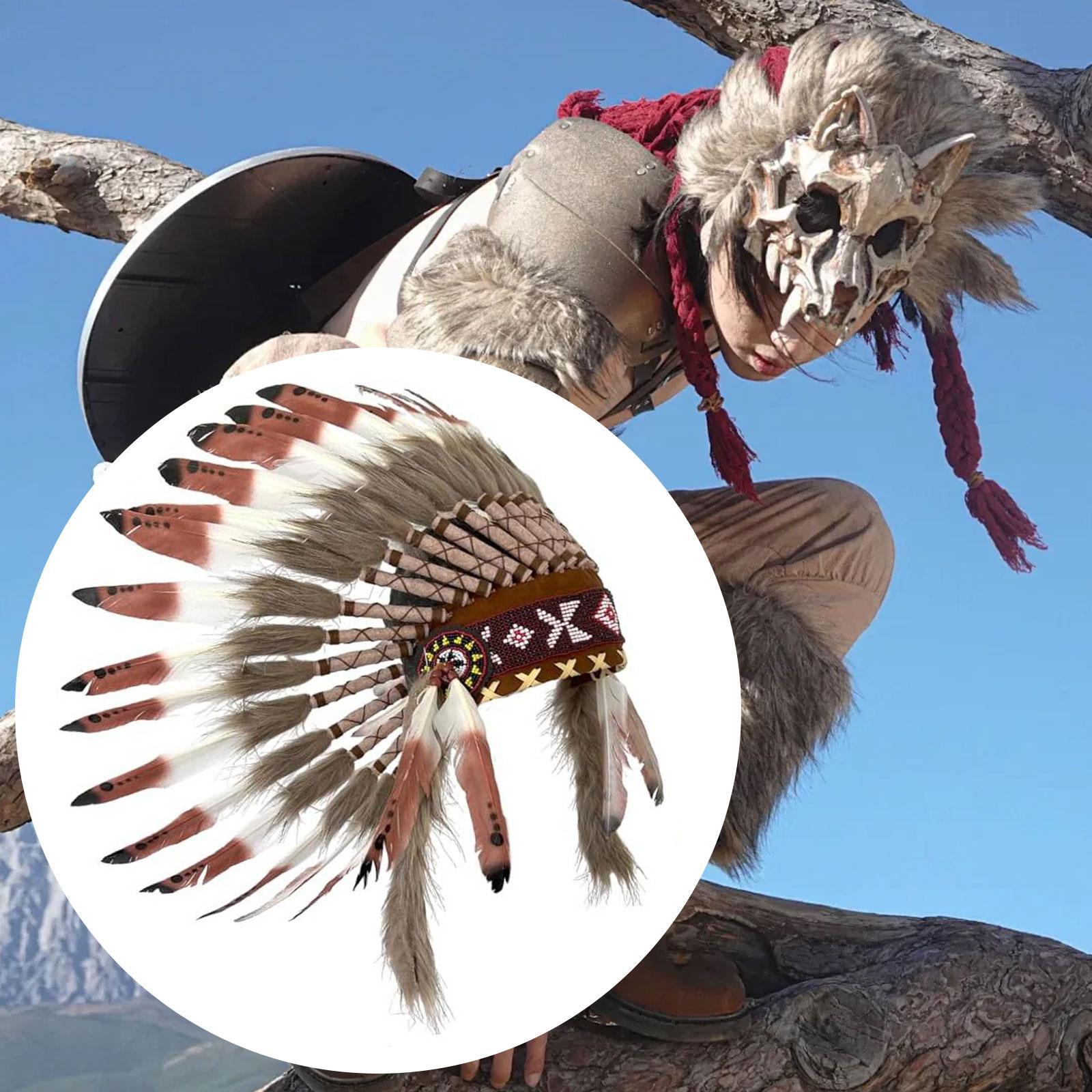 Chapeau indien en plumes pour hommes et femmes, coiffure, décoration, vêtements de sauna pour adultes, robe de paupières, fête de carnaval, performance sur scène, cosplay
