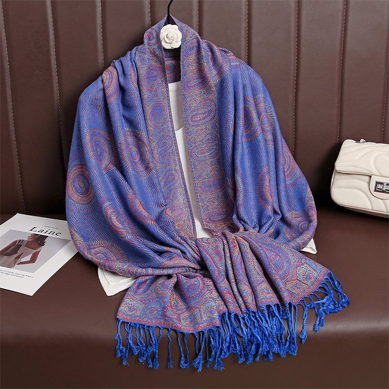 Femmes Paisley écharpe cachemire sentiment Pashmina châles gland Hijab bandeau Femme hiver foulards Foulard Bufanda 2024