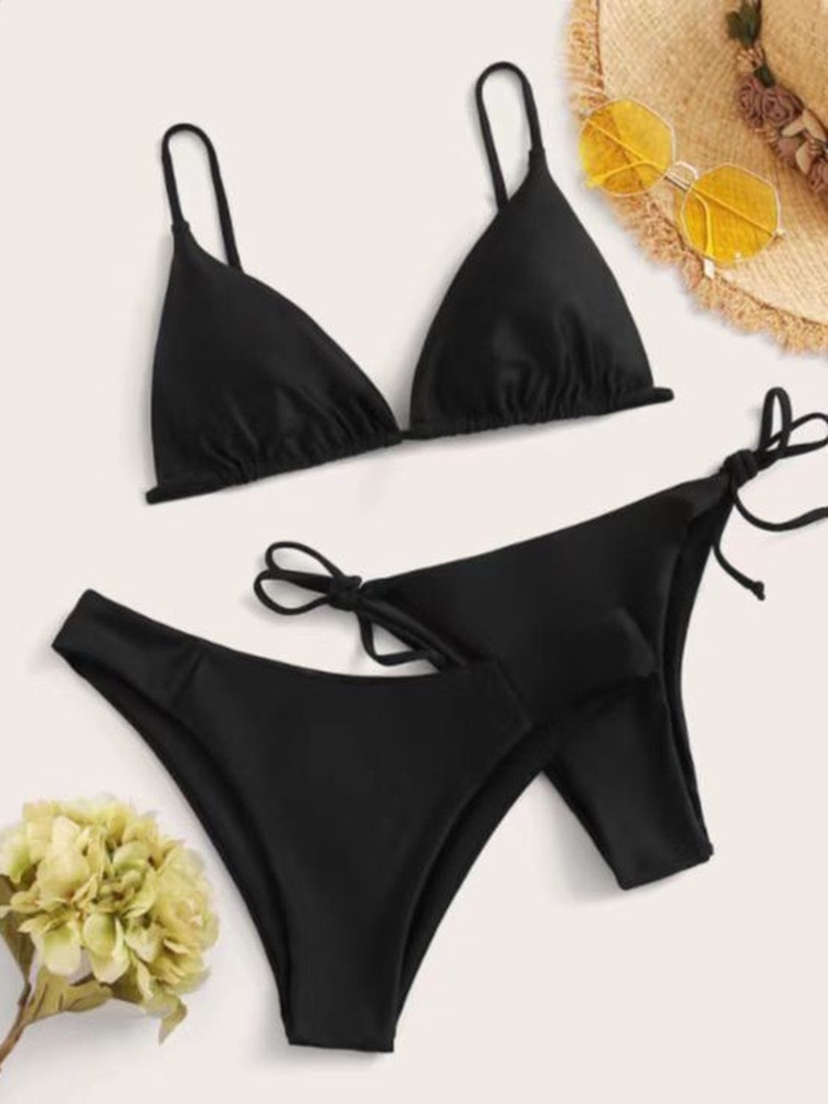 3 pièces ensemble Bikini femmes maillot de bain Push Up avec 2 bas taille basse et moyenne bretelles réglables été maillots de bain maillot de bain