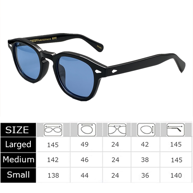 Lunettes de Soleil Bleues Polarisées pour Homme et Femme, Style Johnny Depp LemRish, Marque de Luxe, Vintage, Monture en Acétate, Vision Nocturne