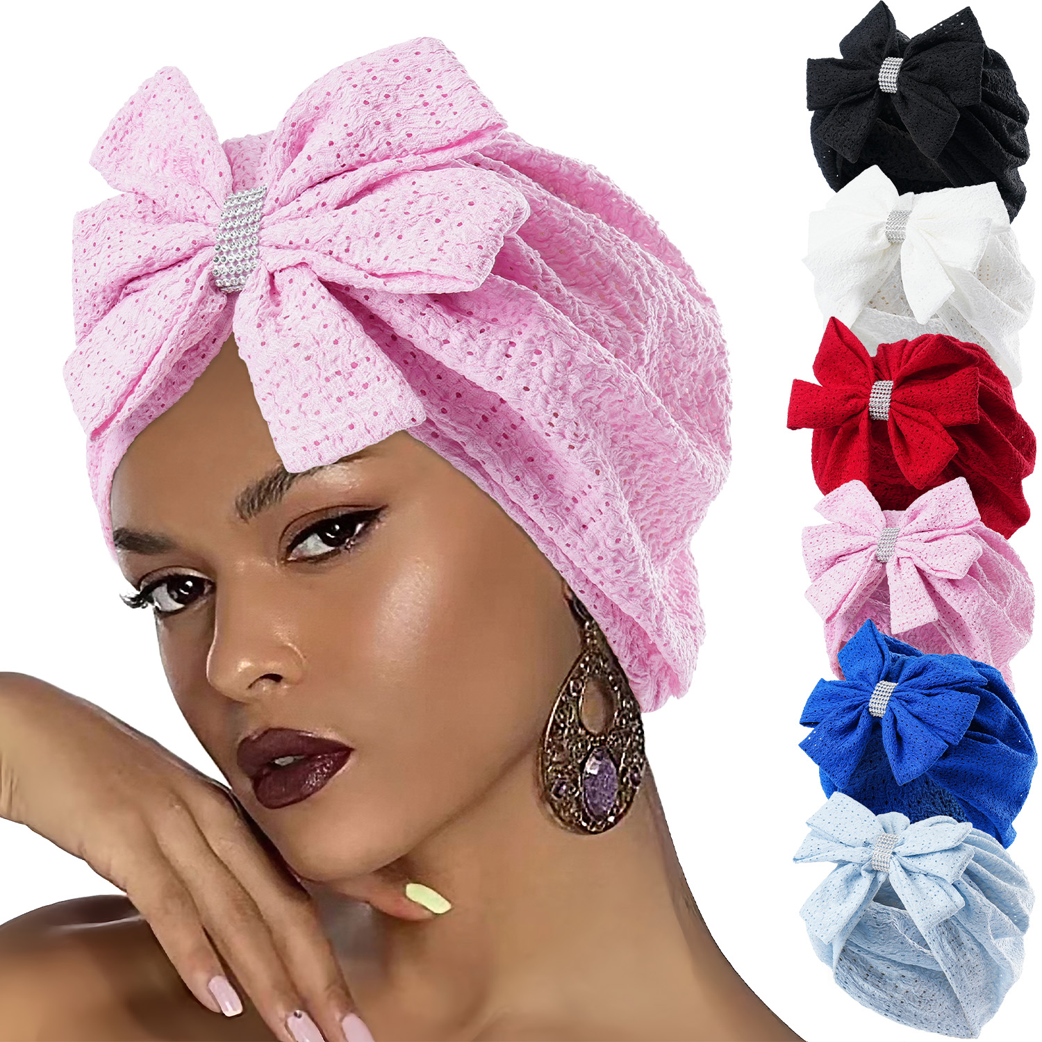 Turban noué transparent en maille respirante pour femmes, bonnet à nœuds, bonnet pour fille, enveloppements de tête, document solide, mode estivale