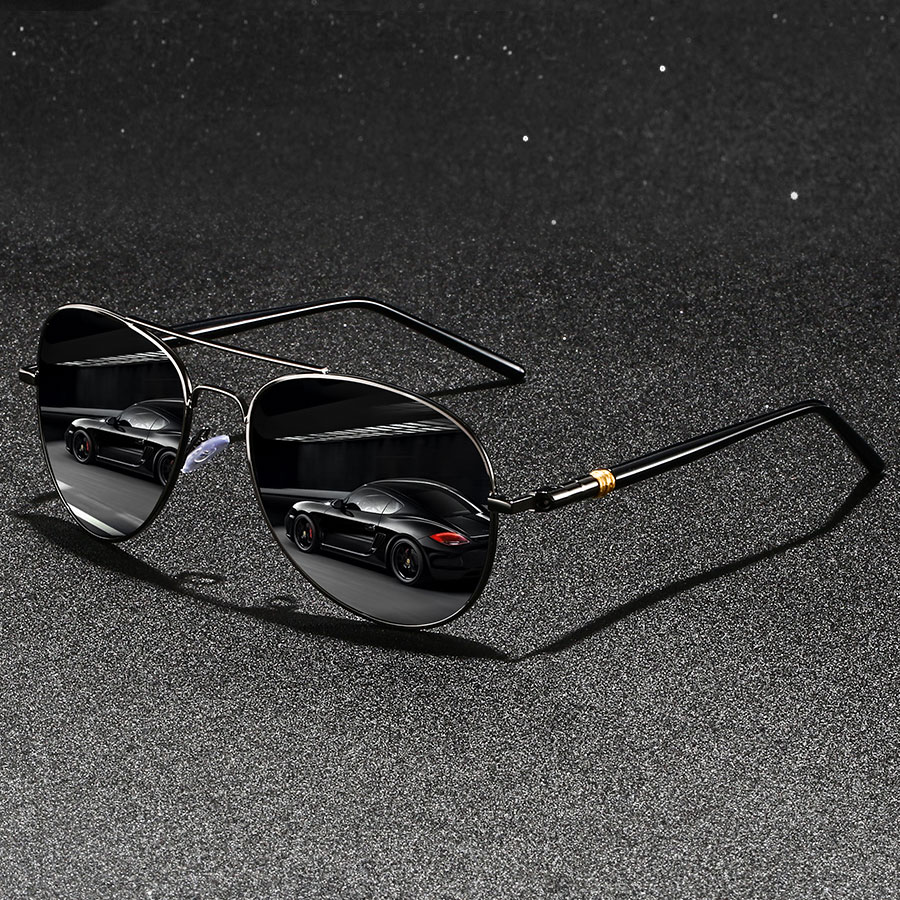 Lunettes de soleil vintage à monture métallique pour hommes et femmes, idéales pour la pêche et la conduite, de marque de luxe, anti-reflets