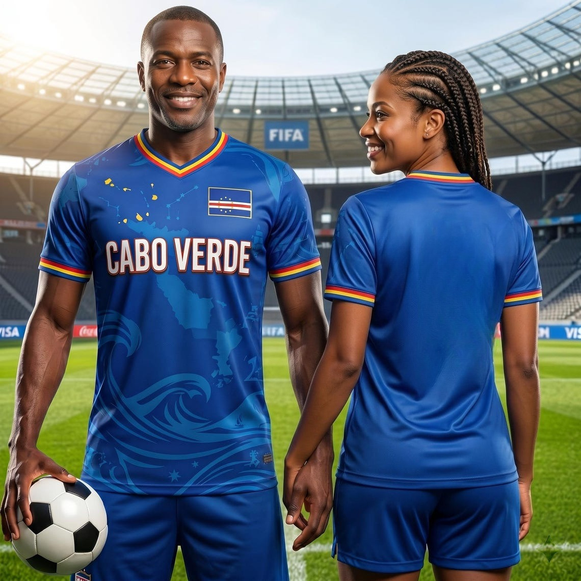 Maillot de football imprimé drapeau national Cap-Vert, pour hommes/femmes, t-shirt d'entraînement, décontracté, col rond, chemise de sport