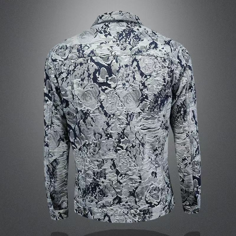 Printemps automne haute qualité rétro Denim veste hommes mode Jacquard décontracté Denim vestes Social Streetwear Cowboy manteaux