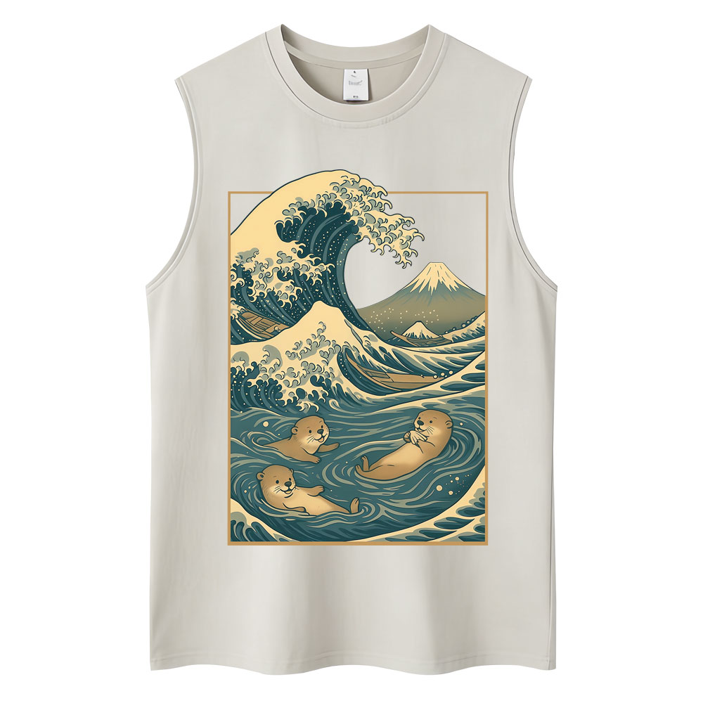 Débardeurs graphiques de style japonais, culture traditionnelle, mode vintage, t-shirts sans manches pour hommes et femmes, débardeurs amples en pur coton, décontractés