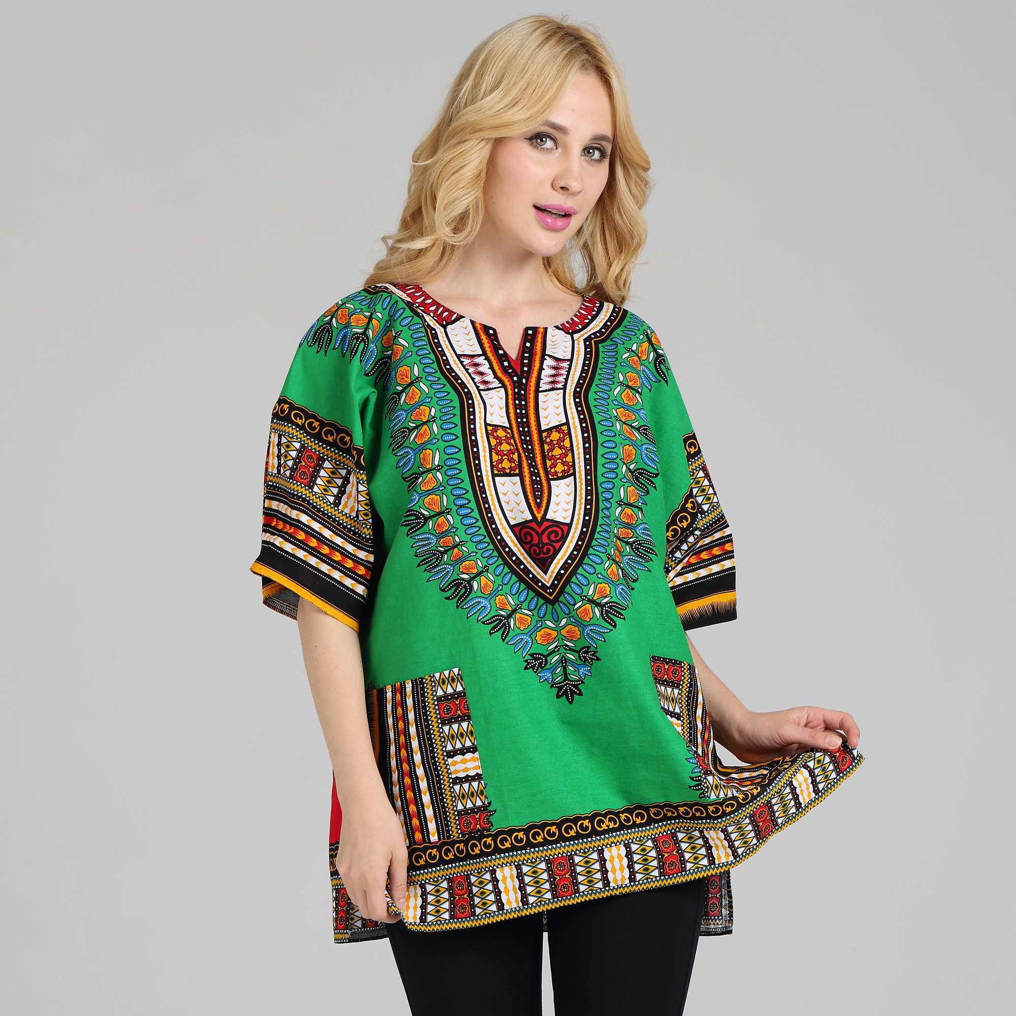 Chemise traditionnelle africaine Dashiki, en coton Batik léger de qualité fine, cloches africaines de Cuba, poncho de plage