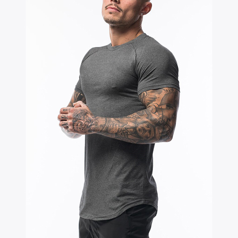 T-shirt manches courtes pour homme, vêtement de sport, en coton respirant, de Fitness, de course, serré, été