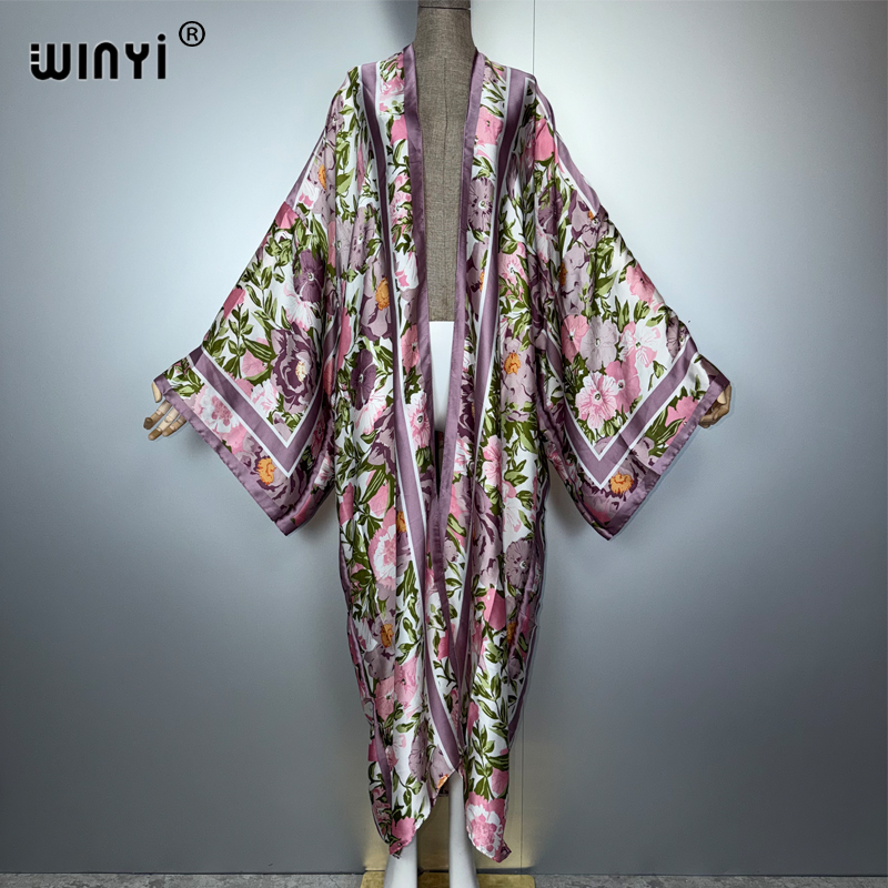 WINYI Kimono d'été bohème, kaftan, vêtement de plage, cardigan, robe de soirée, abaya, tenue de plage de luxe de Dubaï, robe de soirée pour femmes