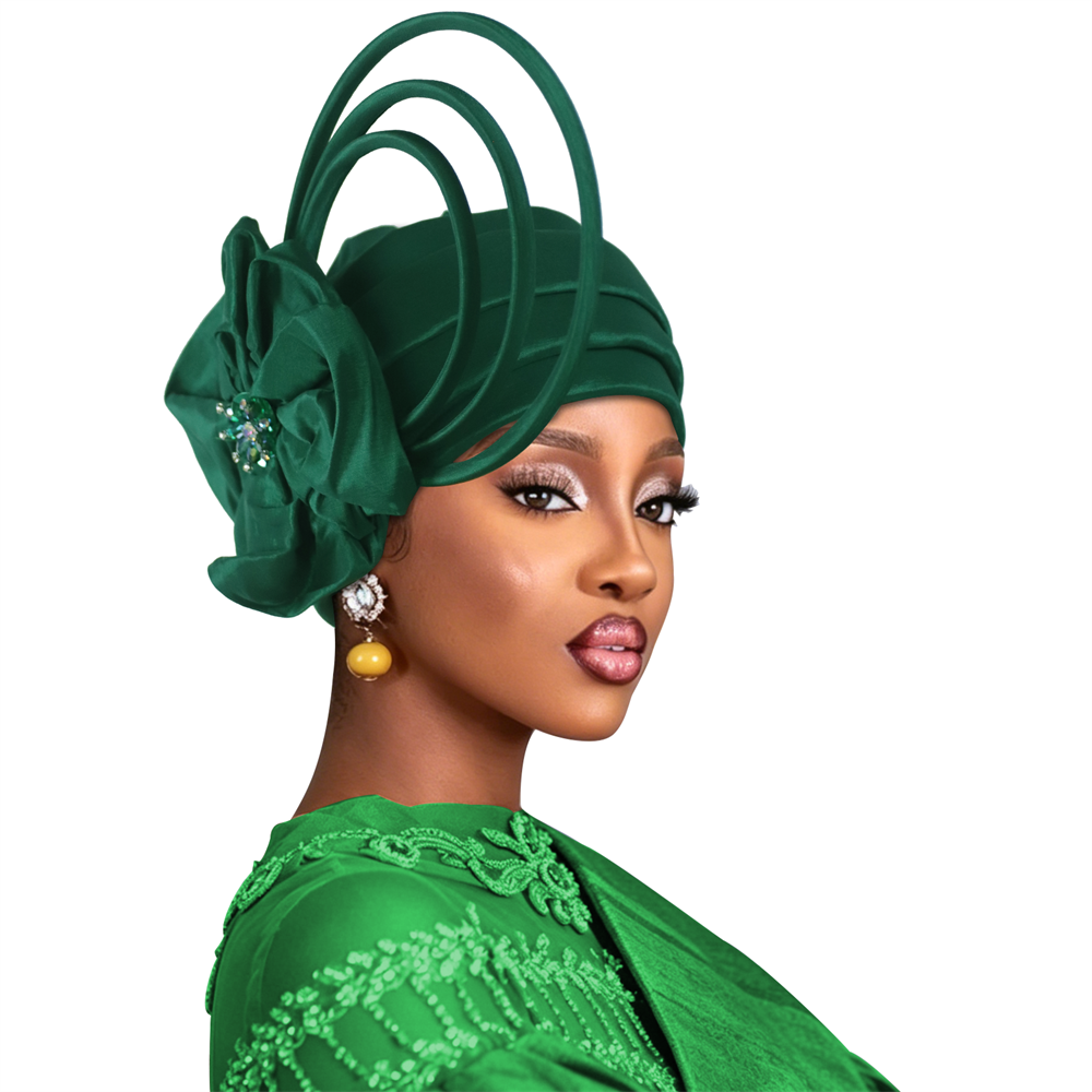 Bonnet Turban Plissé Fleur Diamant pour Femmes, Foulards Africains, Coiffes Musulmanes, Voiles, Bonnets, Turbante Mujer
