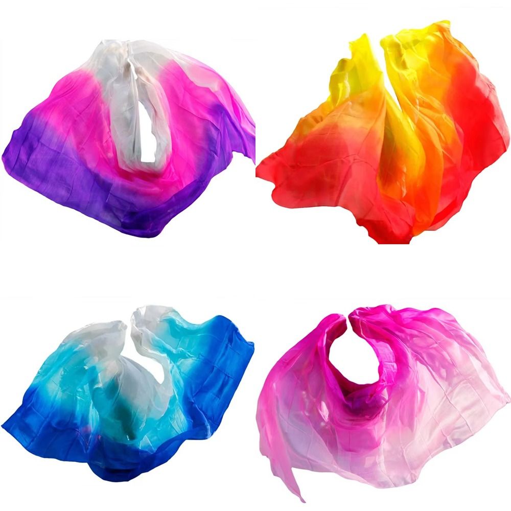 Voiles de danse du ventre en soie 100% de haute qualité, texture légère, 250cmx120cm, châles voiles couleur dégradée, accessoires de costumes, écharpe pour femme