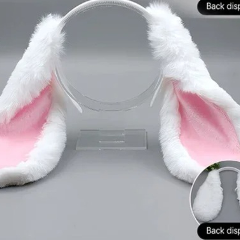 Bandeaux oreilles de lapin blanc, oreilles de lapin en fourrure, Costume mignon, accessoires pour cheveux de lapin pour femmes