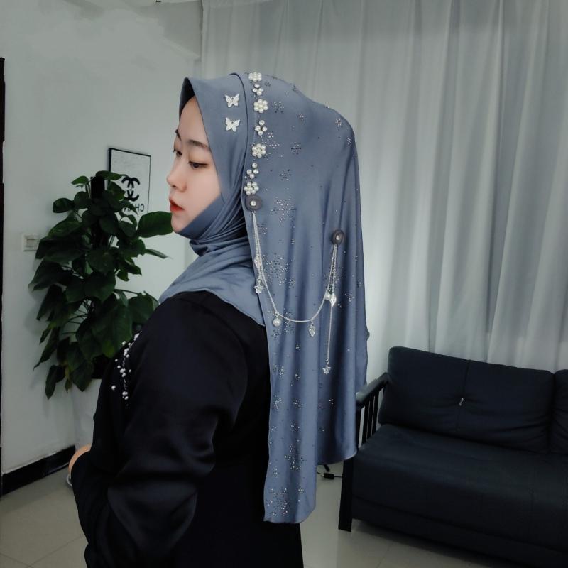 Ramadan femmes écharpe perles musulmanes Hijabs longue écharpe arabe glands châle mode Wrap Turban fête foulard