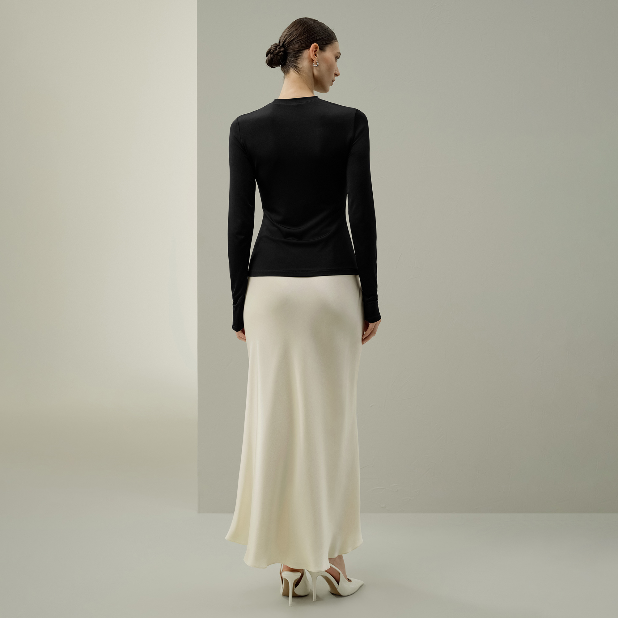 LILYSILK Chemisier basique à manches longues en jersey Silk Breeze pour femme pour un usage quotidien