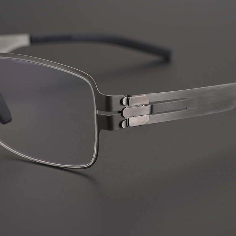Grand cadre de luxe allemand, Design sans vis IC, monture de lunettes carrée en alliage fin Ultra-léger pour hommes, Vintage, sans vis