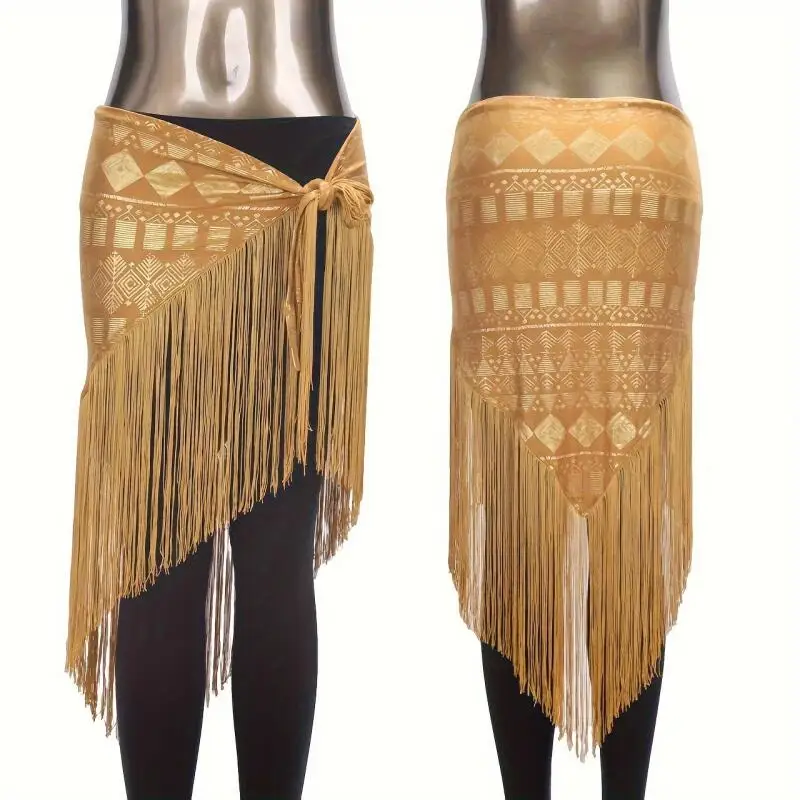 Nouvelle Écharpe Longue Élégante pour Femme, Style Rétro, à Pompons, Estampage Doré, Accessoire de Danse
