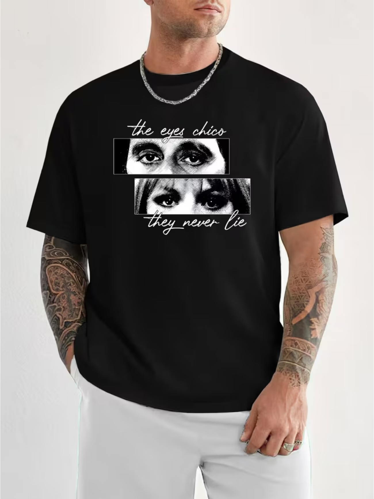 T-shirt en coton pour hommes et femmes, motif Scarface The Eyes Chico They Never Lie, coupe ample, style vintage Harajuku Hip Hop, collection printemps-été