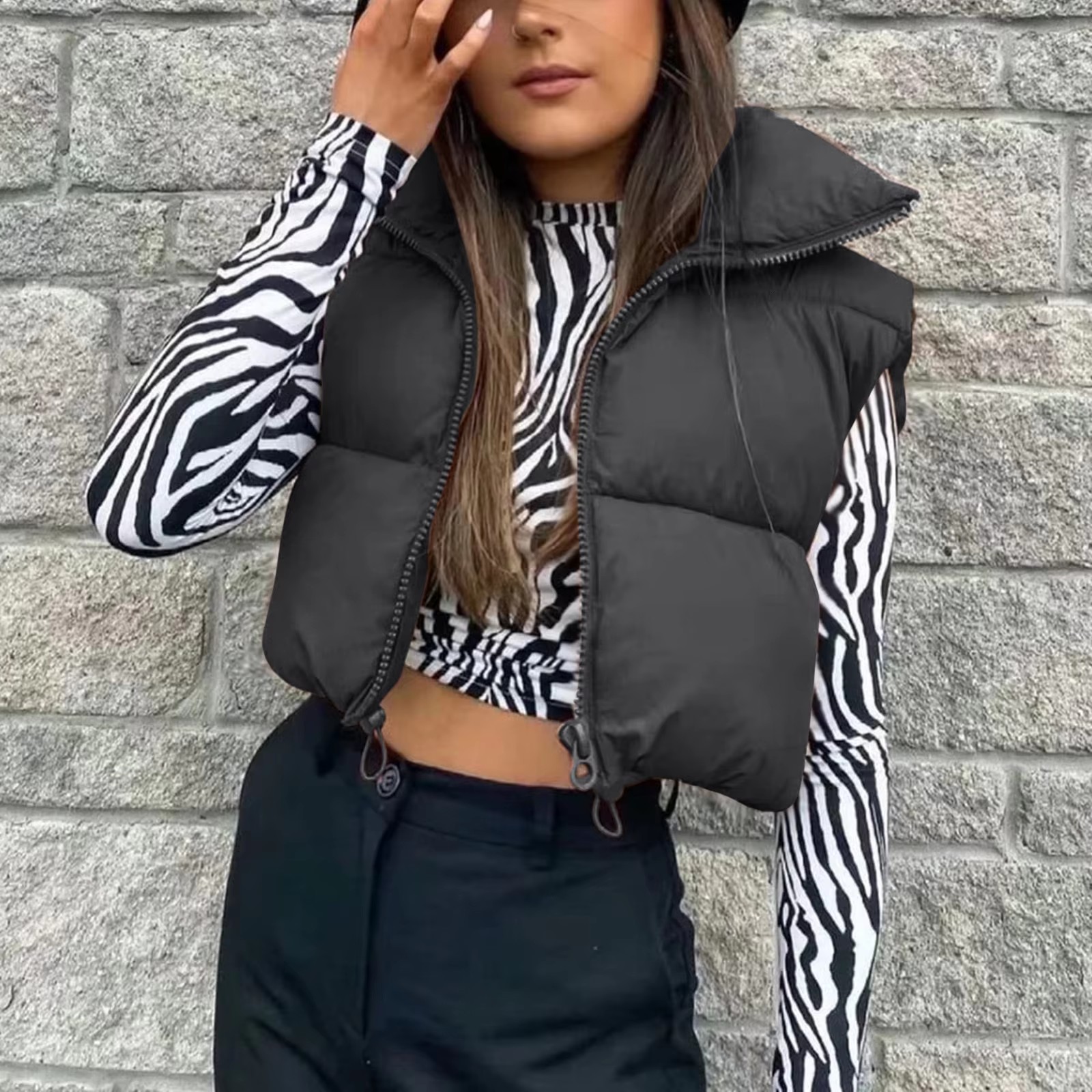 Gilet Femme Tendance Automne Hiver 2026 – Nouveauté Élégante à Col Montant, Manteau Chaud Décontracté avec Ceinture, Sans Manches