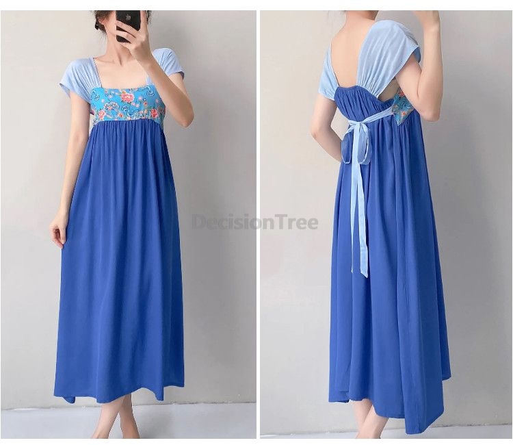 Robe longue élégante en satin à imprimé floral pour femme, style décontracté, manches courtes, coupe ample, vêtement de style chinois, tenue quotidienne, vêtement d'intérieur