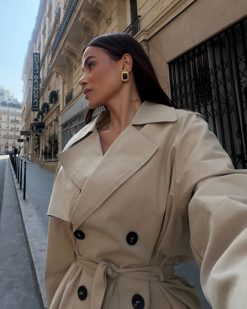 Veste Courte Ceinturée Khaki pour Femme, Nouvelle Collection Printemps 2026, Tendance Automne, Chic et Décontractée, Vêtement d'extérieur pour Femme