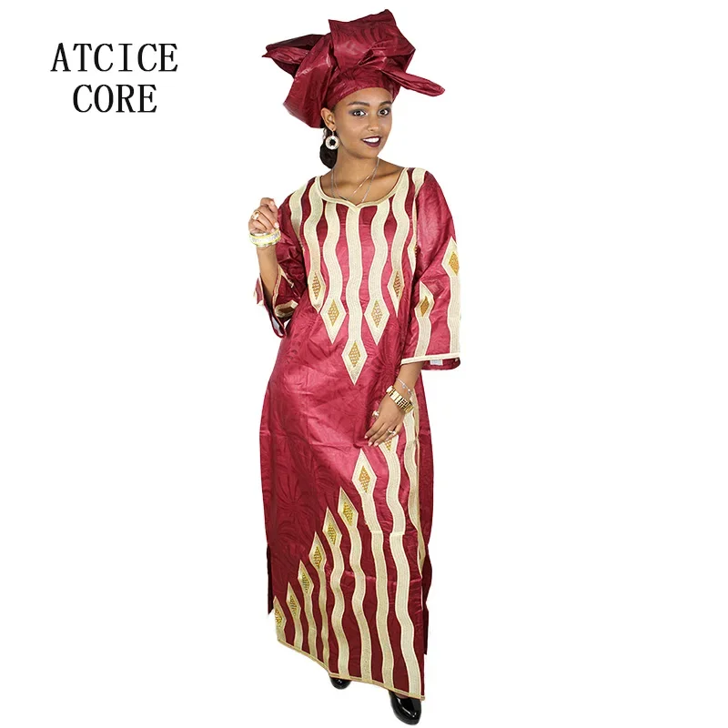 Robe africaine brodée pour femmes, design bazin riche