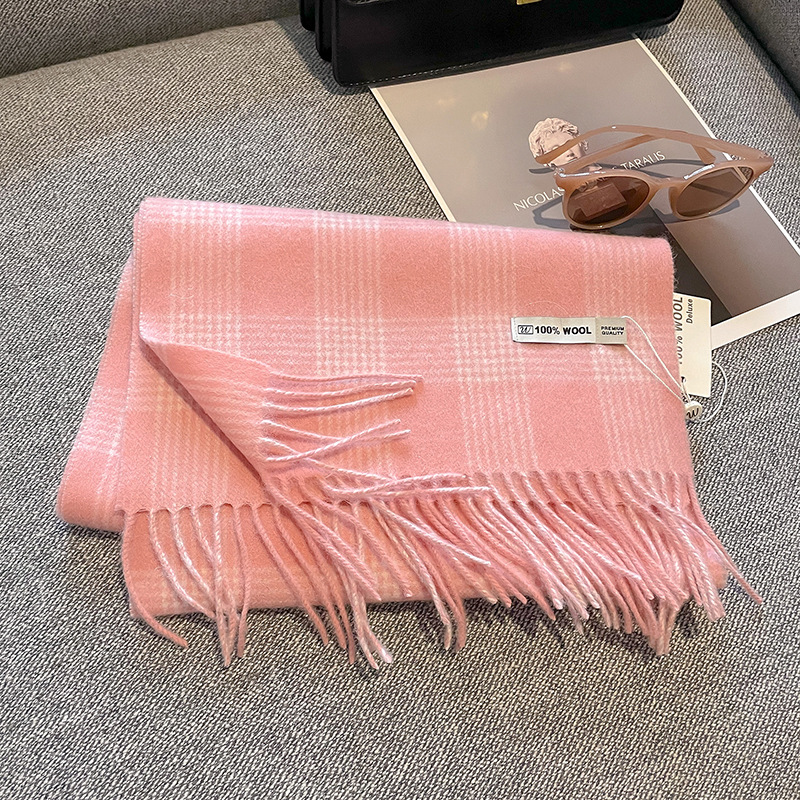 Luxe hiver 100% laine écharpe femmes Plaid cachemire mouchoir chaud Pashmina femme châle enveloppement doux Bufanda foulards étole