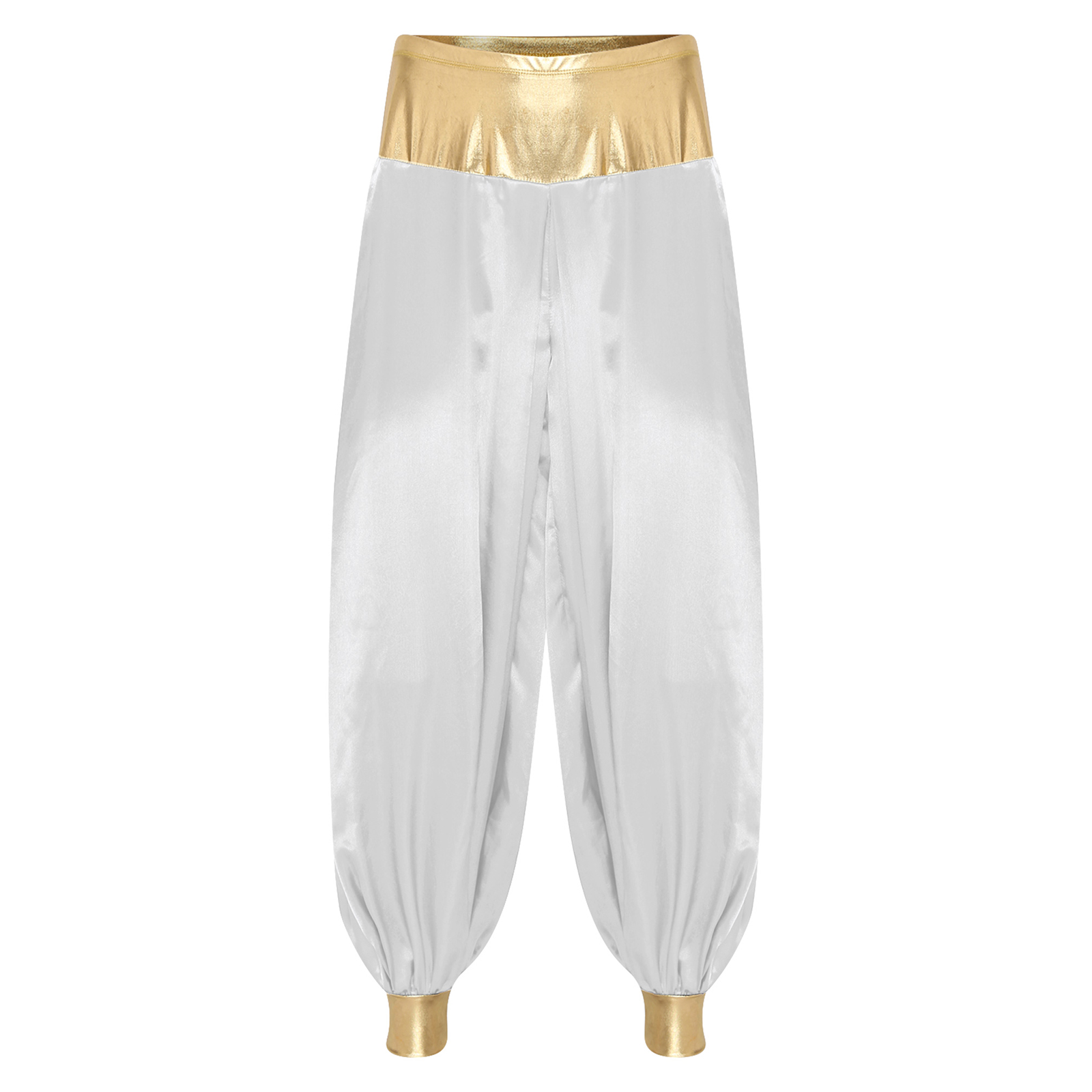 Pantalon à ceinture élastique brillant pour hommes, Prince arabe, Harem, FJSatin, Barrage de carnaval indien, Habillage, Pantalon long, Halloween