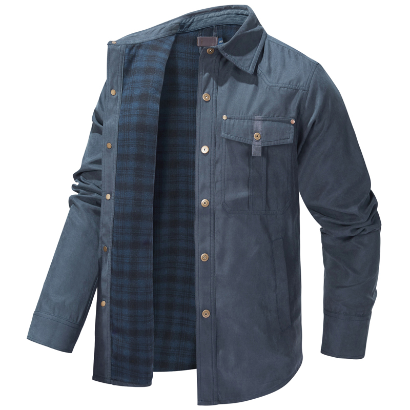Chemise à carreaux en glouton pour hommes, veste décontractée, revers rétro, chemises chaudes en coton, coupe-vent, vêtements de printemps et d'automne