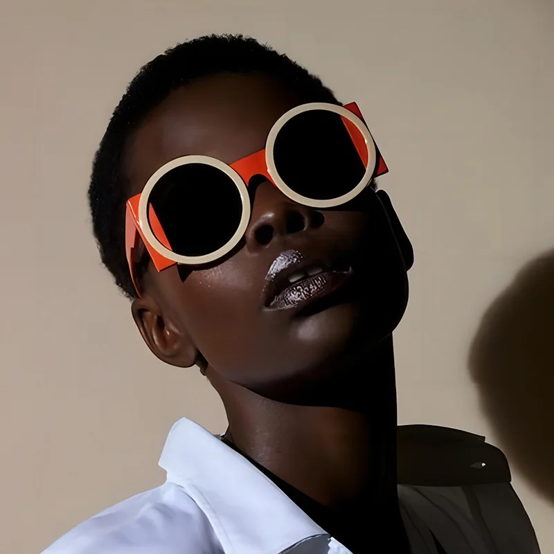 Lunettes de soleil rondes Double couleur pour femmes et hommes, rétro, tendance, UV400, pour l'extérieur, Hip Hop, voyage, plage